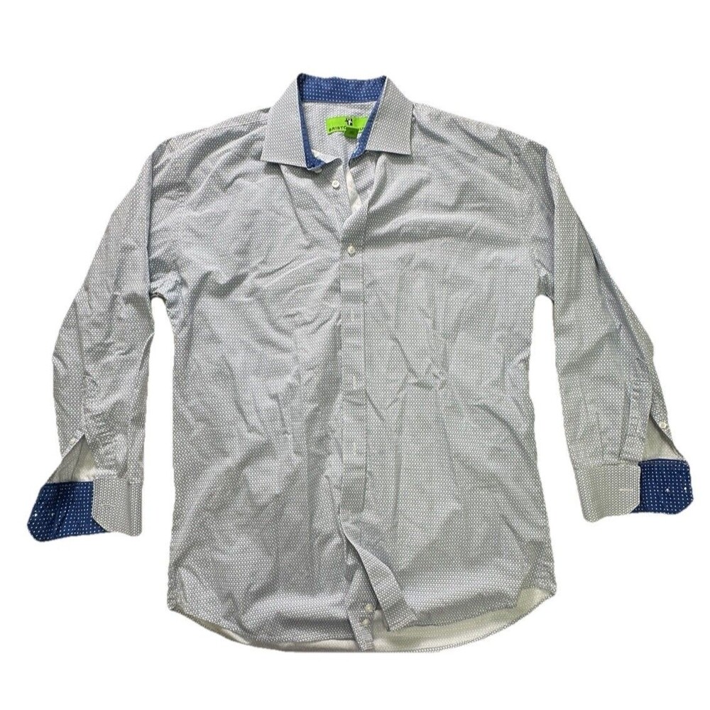 Bristol And Bull Men’s Large Blue Print Long Sleeve Button Up Shirt